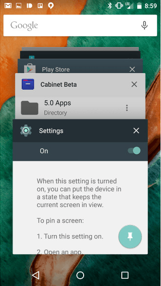 pin screens in Android Lollipop b