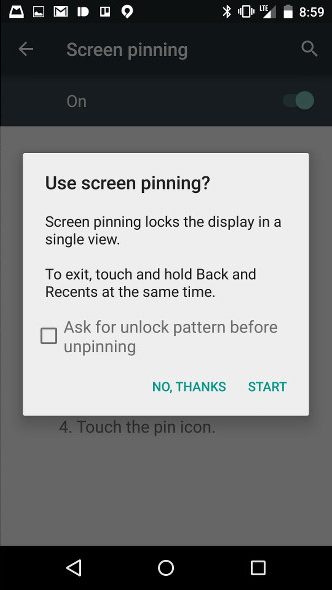 pin screens in Android Lollipop c