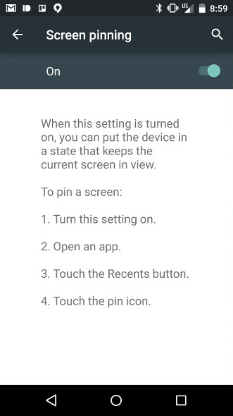 pin screens in Android Lollipop