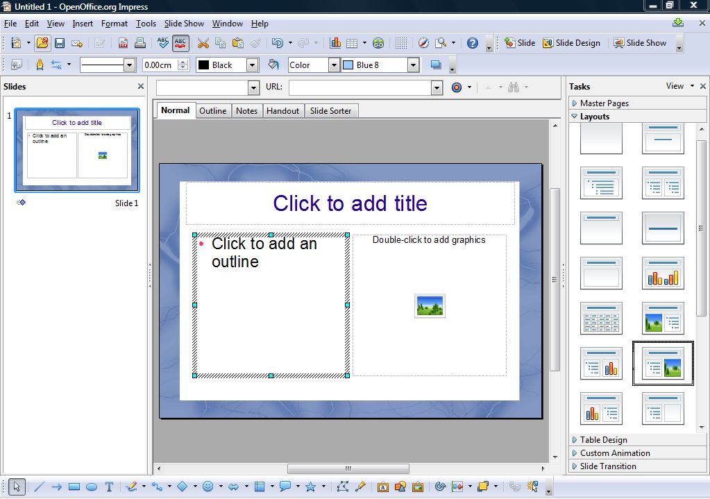 open office presentation aspect ratio