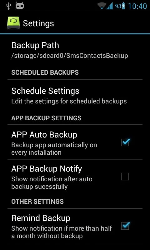 back up contacts and call logs in Android