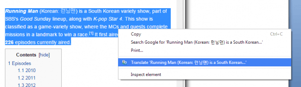translate selected text right click menu Chrome b
