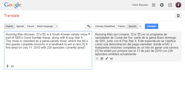 translate selected text right click menu Chrome c