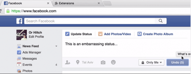 Facebook Undo in Chrome