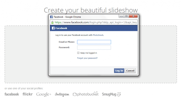 create slideshow from Facebook photos b