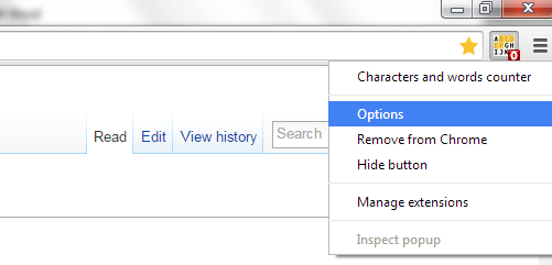 Characters and words counter Chrome