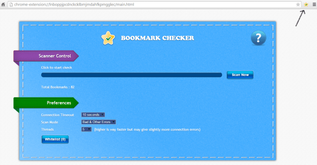 Scan for bookmarks with dead links Chrome