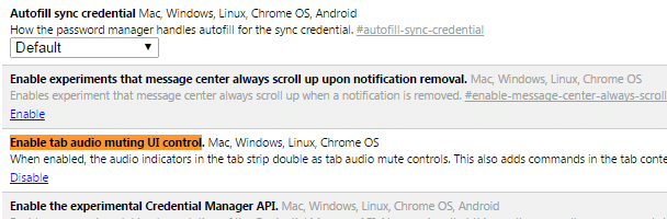 enable mute tab control Chrome