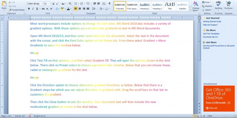 How to add color gradients to text in Word 2010/13 documents [Tip ...