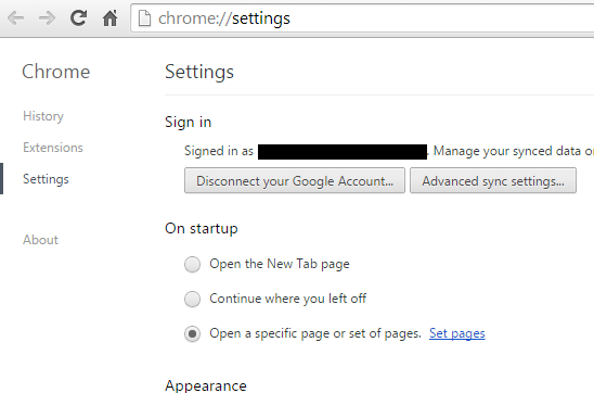 open multiple tabs on startup in Chrome b
