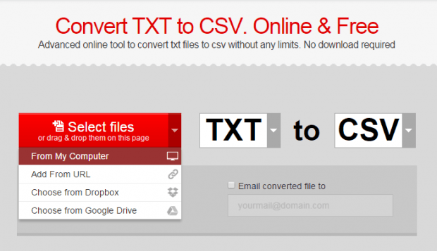 Convert TXT to CSV online