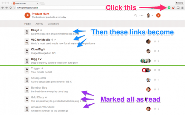 Mark all links as Read in Chrome