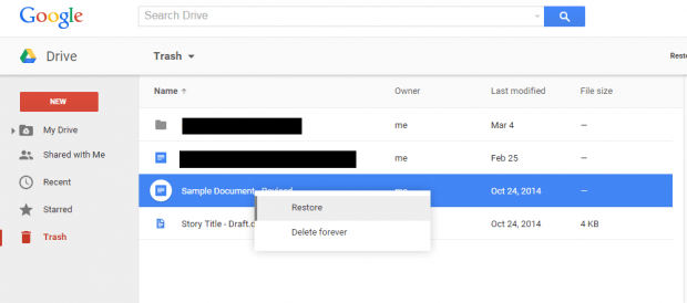 find and recover deleted files Google Drive