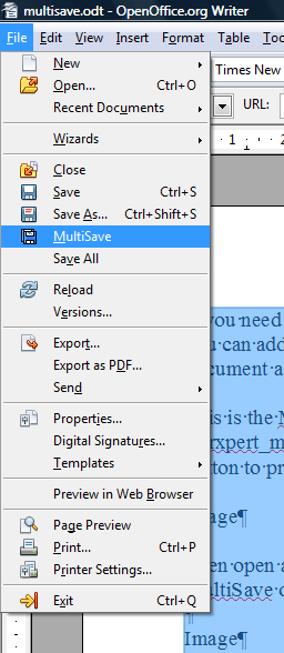 save openoffice documents as .docx