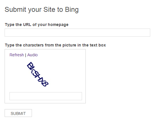 submit site to Bing Search b