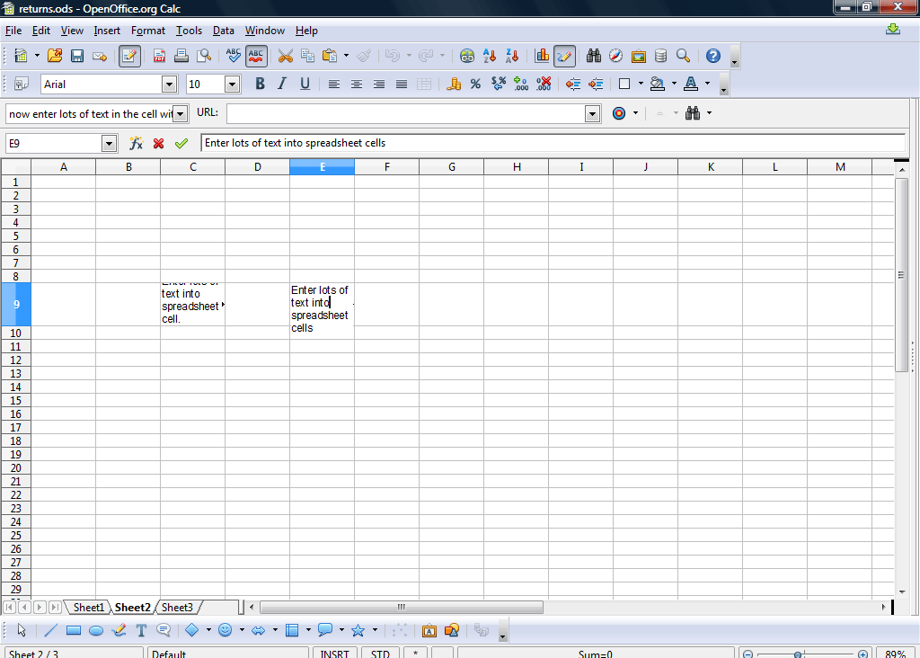 calc spreadsheet textbar