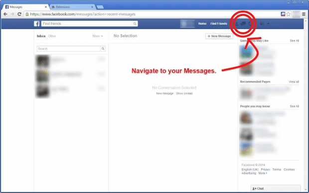 delete all facebook messages