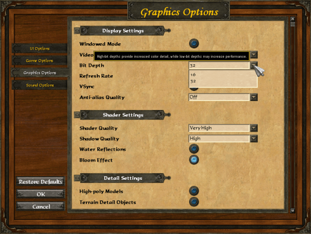 game graphic settings