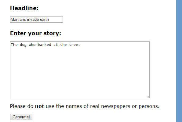 online fake newspaper generator b