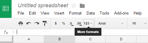 More formats icon Google Sheets
