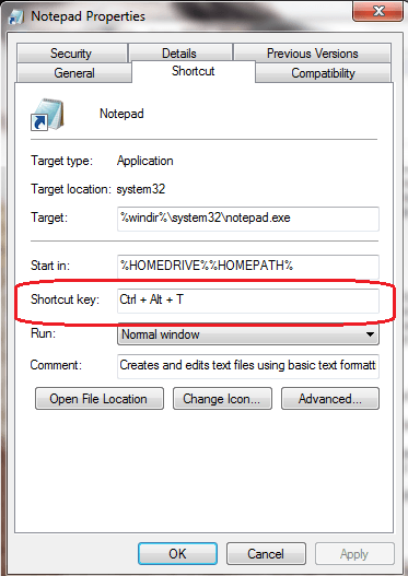 windows keyboard shortcut to open program