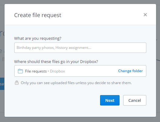 file request Dropbox c