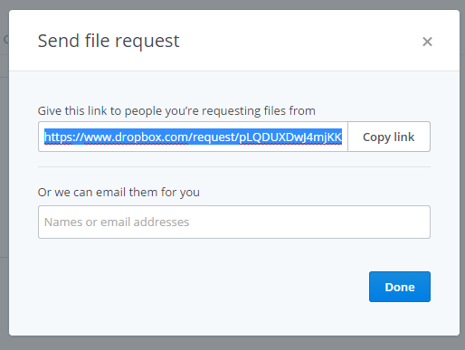 file request Dropbox d