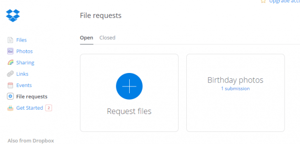 file request Dropbox f
