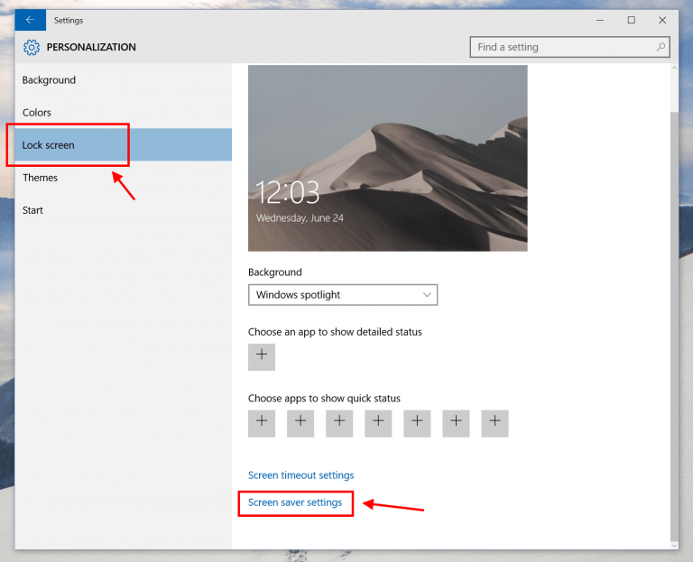 how to setup screen saver windows 10