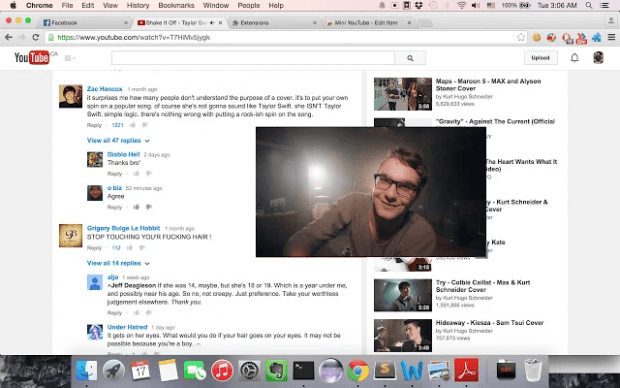 resize floating video YouTube while reading comments b