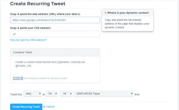 set recurring tweets Twitter b