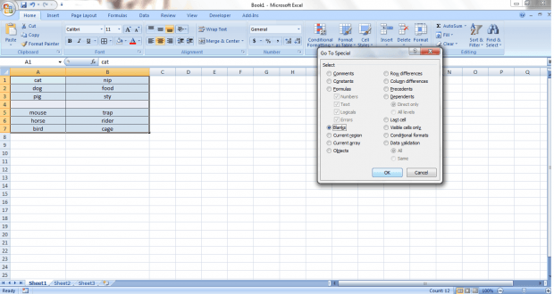 delete all blank rows Excel at once