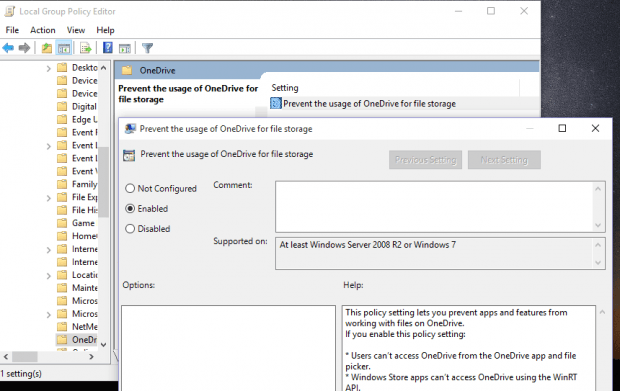 disable OneDrive Windows 10