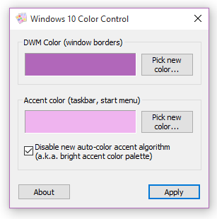 set custom window border color Windows 10 c