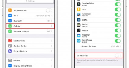 iPhone iOS 9 WiFi Assist