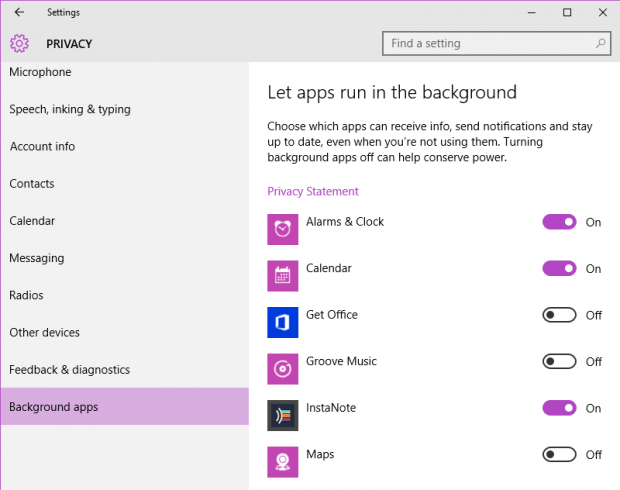 stop apps from running in background Windows 10