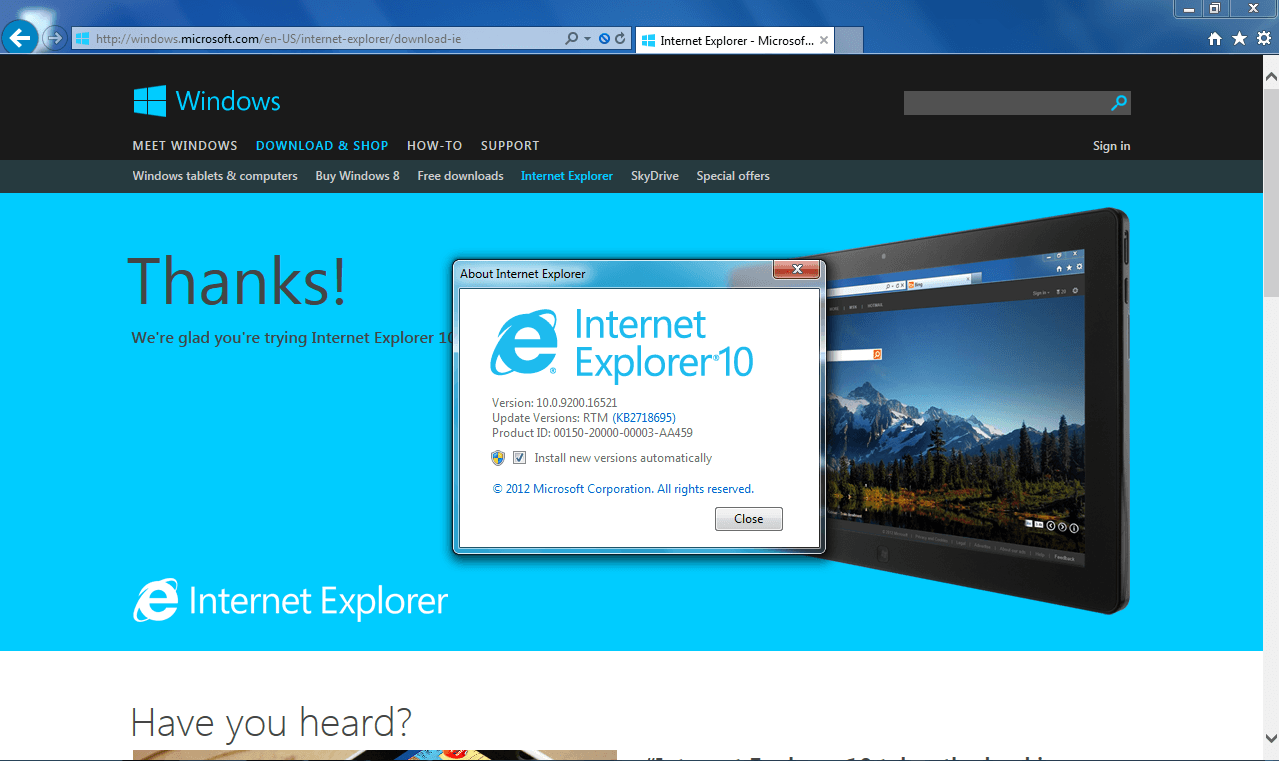 Internet Explorer 10 For Windows 10