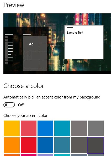Windows 10 Start Menu Colors