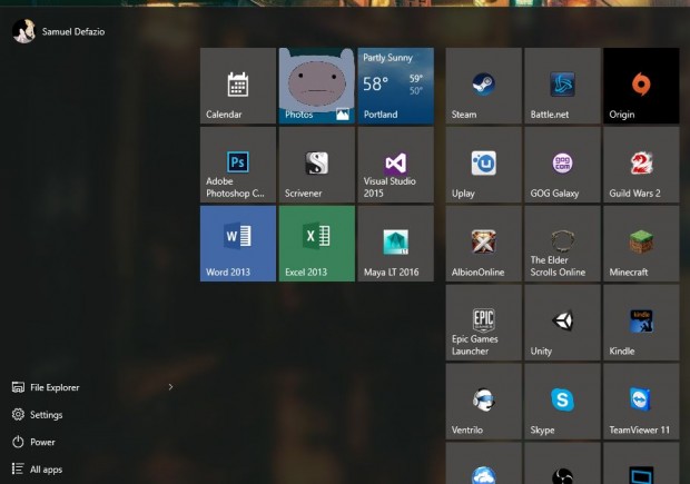 Windows 10 Start Menu Wider
