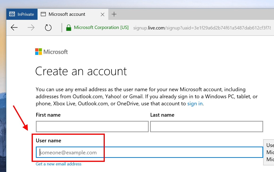 How to create Microsoft Account with current email in Windows 10 [Tip