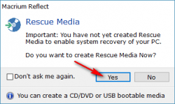 how big does a macrium reflect rescue media usb need to be
