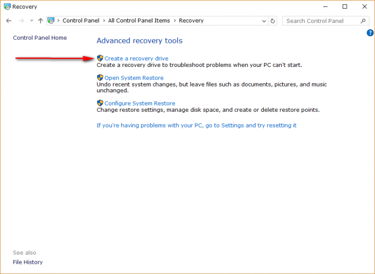 How to create recovery drive in windows 10 tip dottech