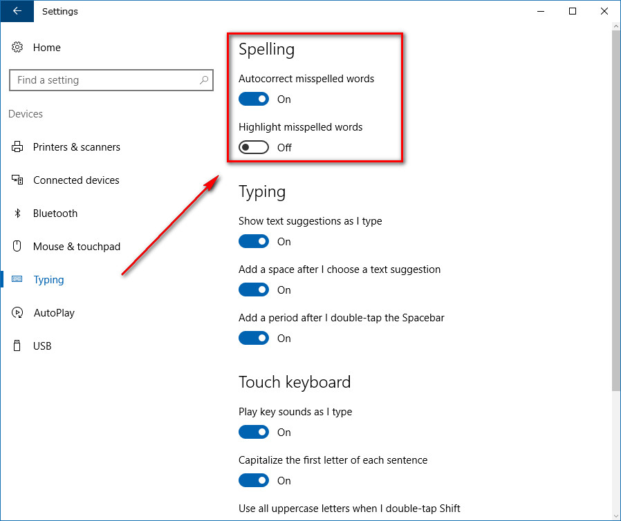 how to turn on autocorrect in word 2017